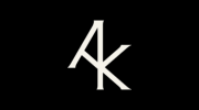 Black background with white stylized initials 'A' and 'K'