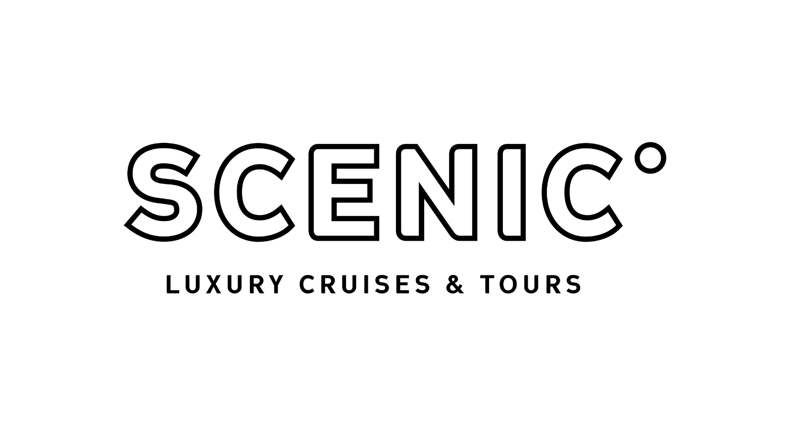 Logo of Scenic Luxury Cruises & Tours with the word 'SCENIC' in large letters and 'LUXURY CRUISES & TOURS' in smaller text below, on a white background.