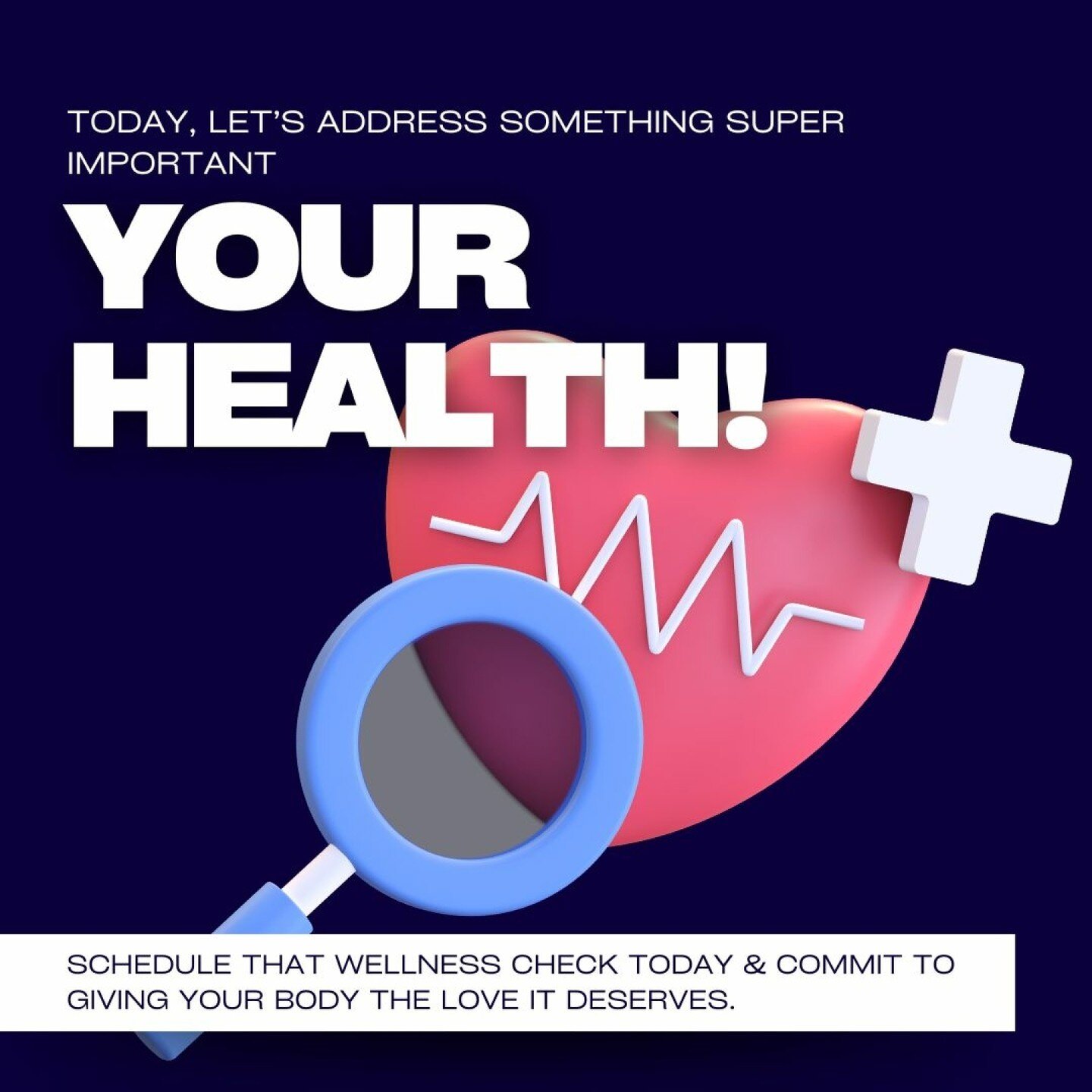 Don't Skip the Checkup: Your Body Deserves It

🩺Today, let&rsquo;s address something super important &ndash; your health! 

🩺While we want to do all these things in life, live our best lives, and achieve so many accomplishments, none of that is pos