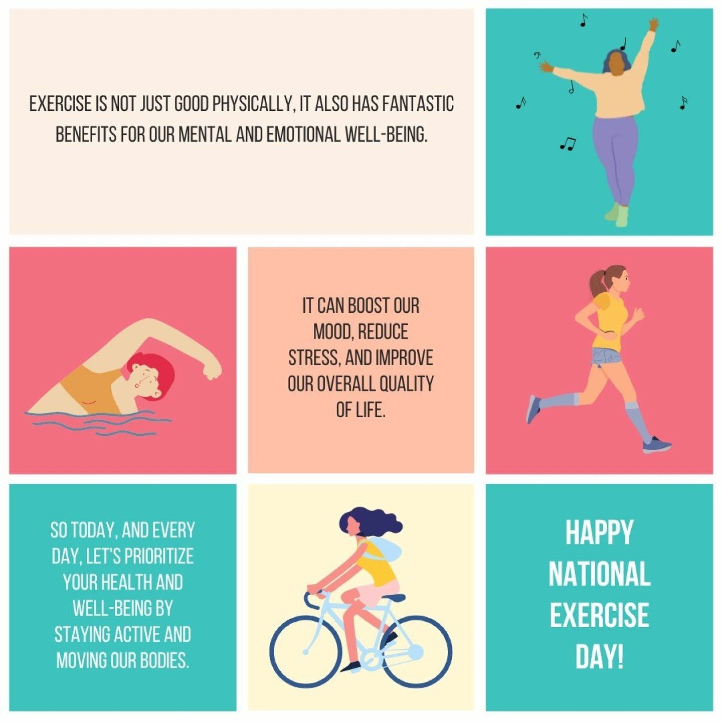 Happy National Exercise Day! 

👟Today, let's address the incredible benefits of staying active and moving our bodies! 

👟Regular exercise isn't just about hitting the gym for hours on end &ndash; it's about finding activities you enjoy and making m