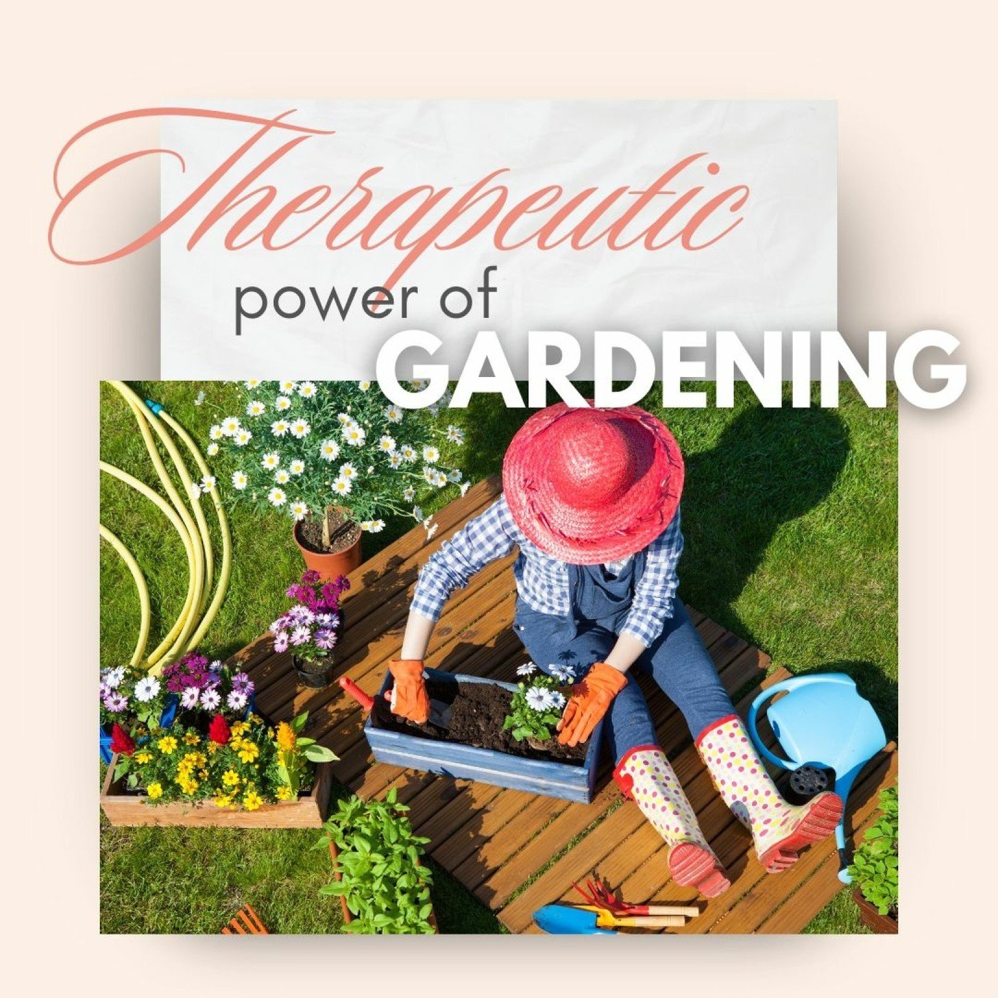 🌿Are you ready to embrace the therapeutic power of gardening? 

🌱 Whether you're a seasoned gardener or just starting out, creating your own green space can improve your overall physical and mental wellness. 

Here are some highlights:

🌻 Reduce S