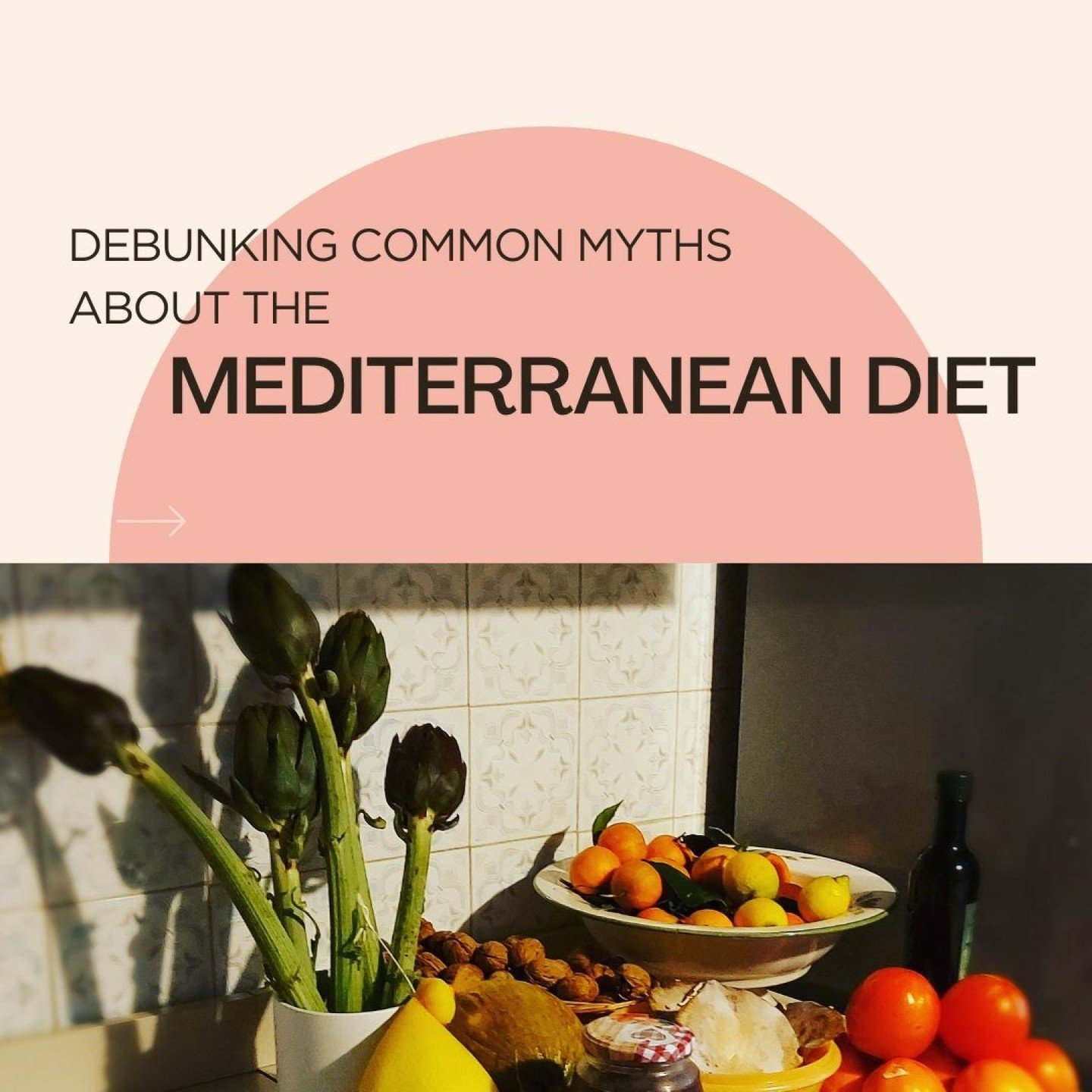 🍋It's #MediterraneanDietMonth. Let&rsquo;s debunk some common myths about this delicious and nutritious eating style that people often ask me about. 

Swipe left ⬅️ for a quick overview of some common Mediterranean Diet myths. 

🫒MYTH: It's all abo
