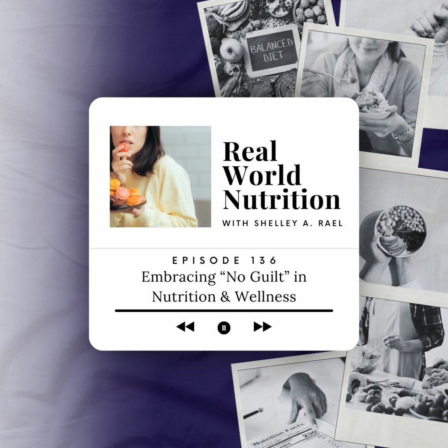 New Episode Alert! 

😔 Have you ever felt guilty about your food choices? 

🚫It's time to embrace &quot;No Guilt&quot; in nutrition and wellness! 

🧁In Episode 136 of Real World Nutrition, I discuss food freedom and share practical strategies for 
