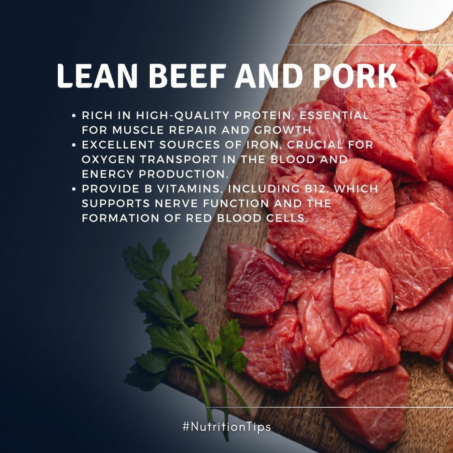 🍖Lean beef and pork are fantastic additions to a balanced diet, providing many nutritional benefits. 

🍖Both meats are rich in high-quality protein, essential for muscle repair and growth. 

🍖Protein also helps keep you full and satisfied, aiding 