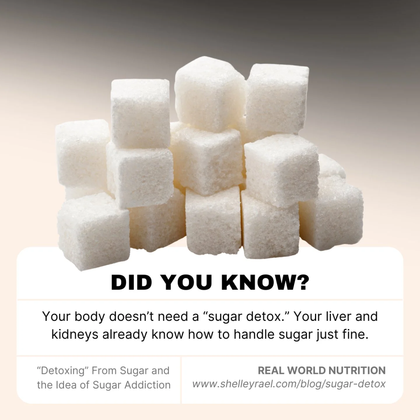 &ldquo;Detoxing from sugar&rdquo; is one of the most common nutrition claims I see, and it is also one of the most misunderstood.
Sugar is not a toxin. It is a form of carbohydrate, and glucose is required for the brain and body to function. Yet suga
