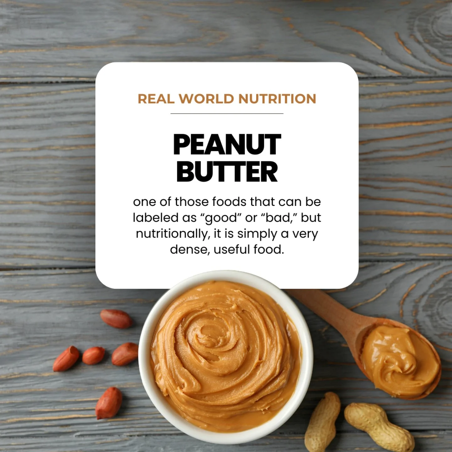 Peanut butter is one of those foods that can be labeled as &ldquo;good&rdquo; or &ldquo;bad,&rdquo; but nutritionally, it is simply a very dense, useful food. It provides plant-based protein, unsaturated fats, vitamin E, magnesium, niacin, and small 