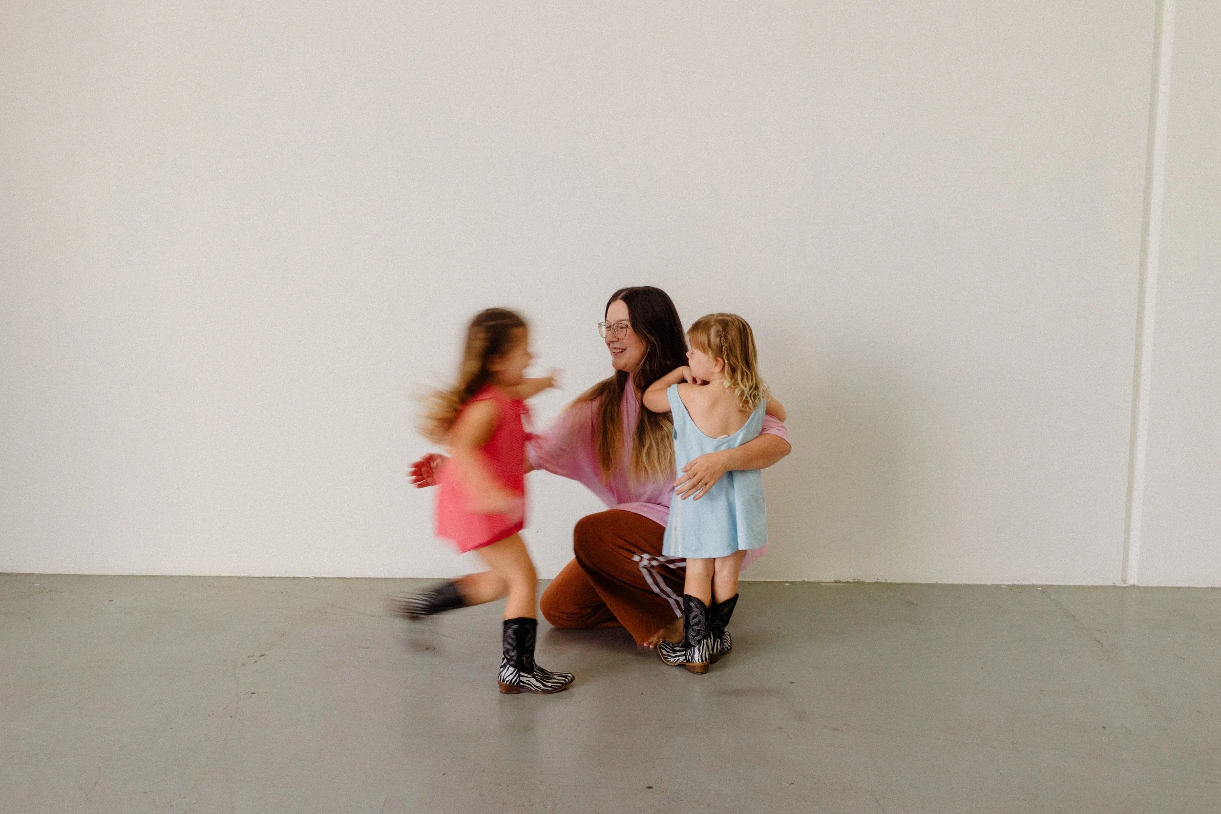 mum and kids have fun at photoshoot