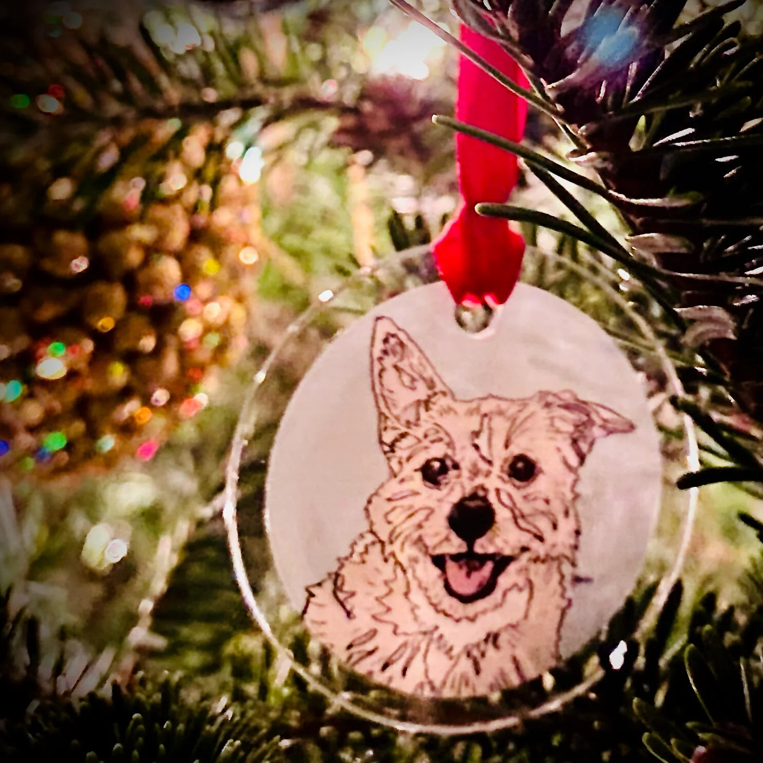 Wylie Pet Portrait - Mini Glass Ornament 