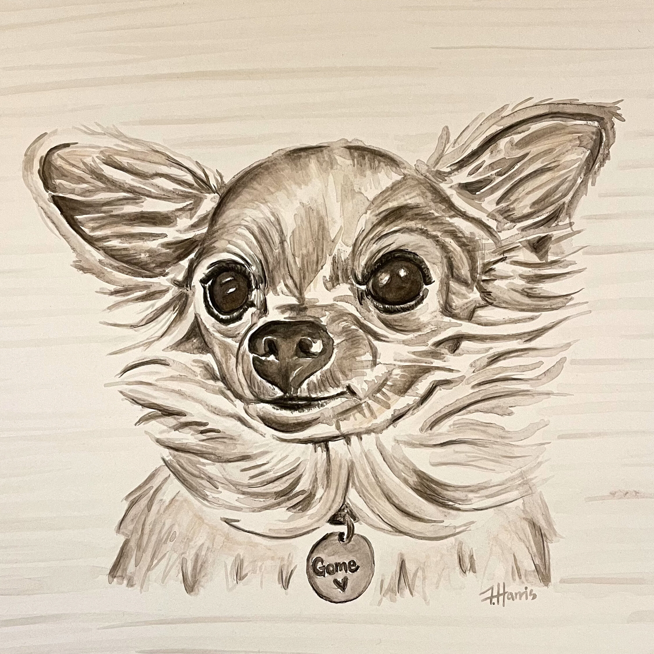 Gome - Monotone Water color on 10" x 10" Natural White Paper