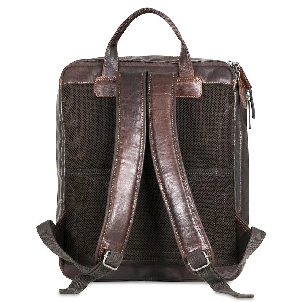 Jack Georges Brown Leather Mini Backpack Small Zip Travel Bag Mesh Back Leather Backpack Handbag Small - Voyager #7835 | Jack Georges main image 3