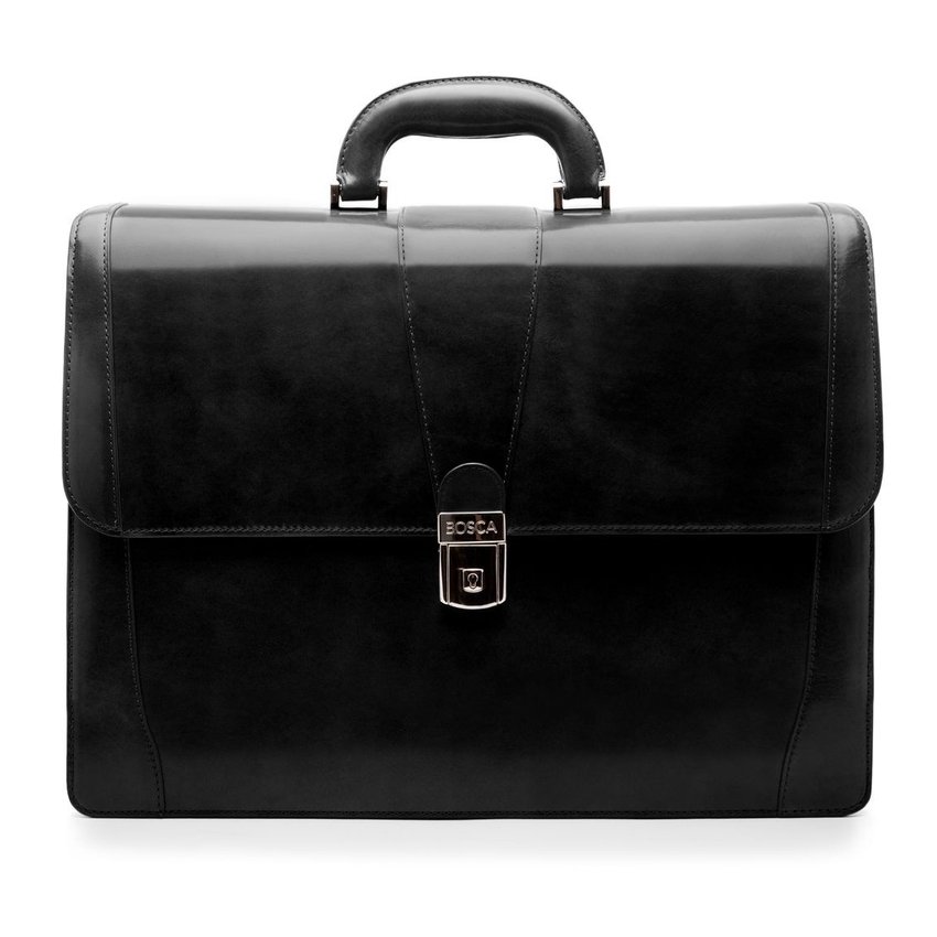 Bosca Old Leather 833-59 Double Gusset Brief - Black — Bag and Baggage
