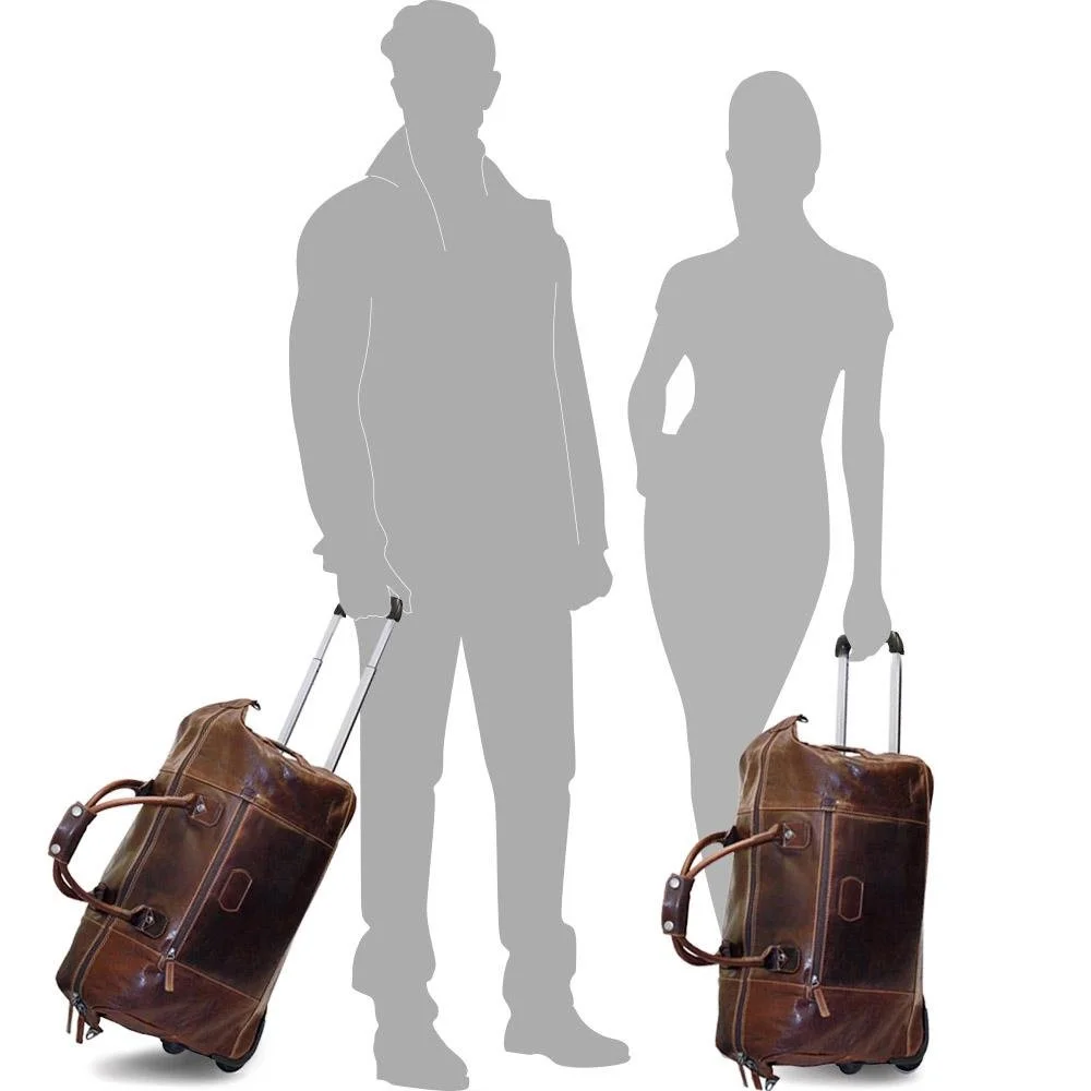 Jack Georges Voyager 7520 Leather Wheeled Duffel Brown