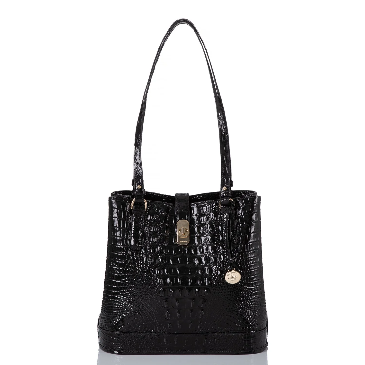 Brahmin black 2025 and white handbag