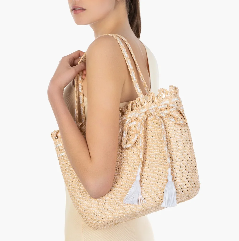 Eric Javits 23148 Squishee Tropez Straw Tote Shell — Bag and Baggage