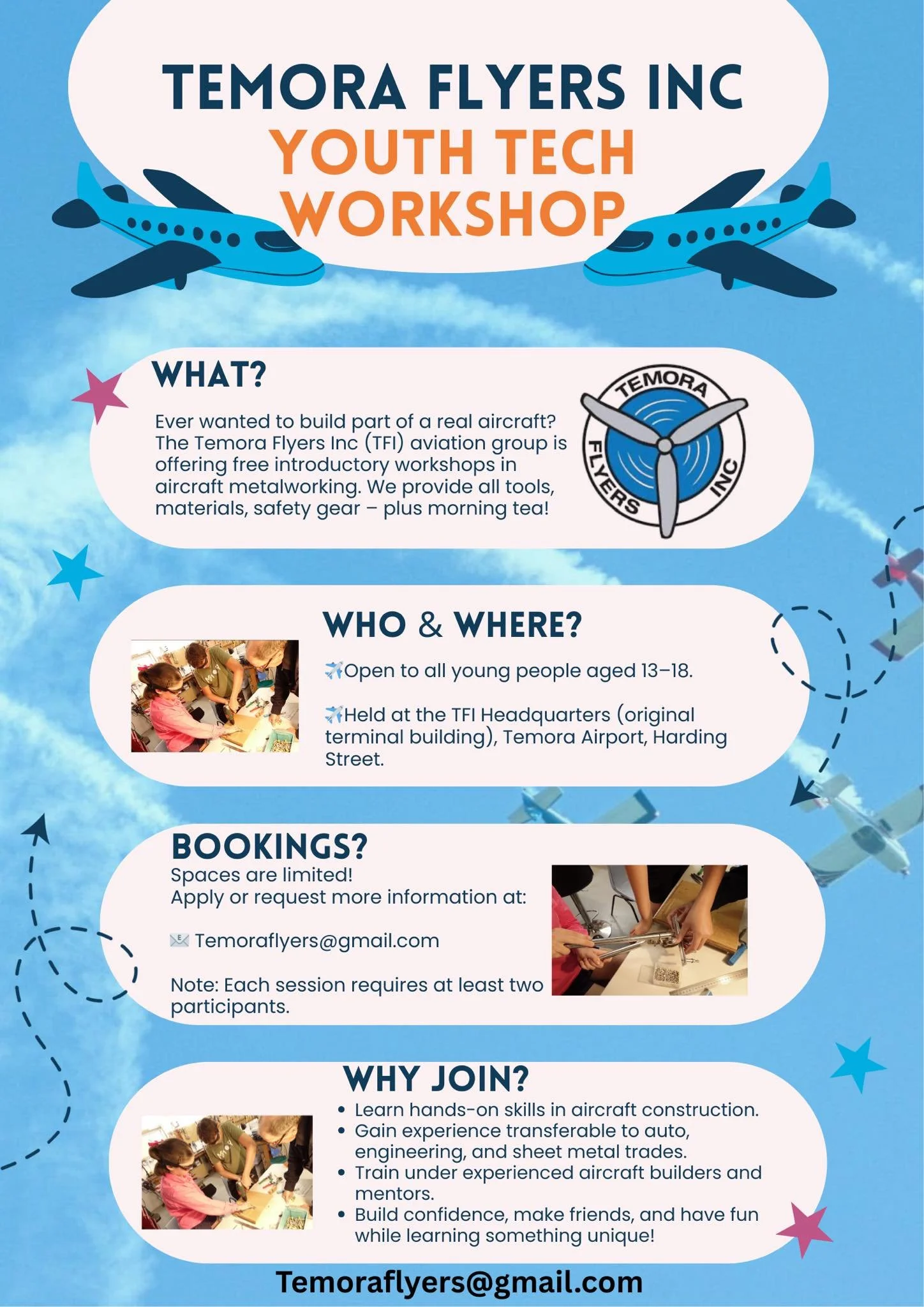 Temora Youth Flyers: Aircraft Builder Training