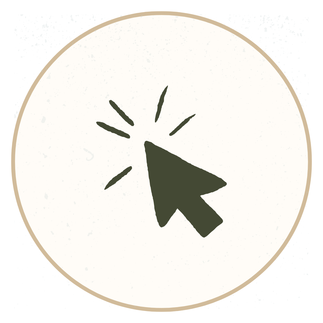 Illustration of a computer cursor icon clicking, surrounded by small motion lines, on a circular background.