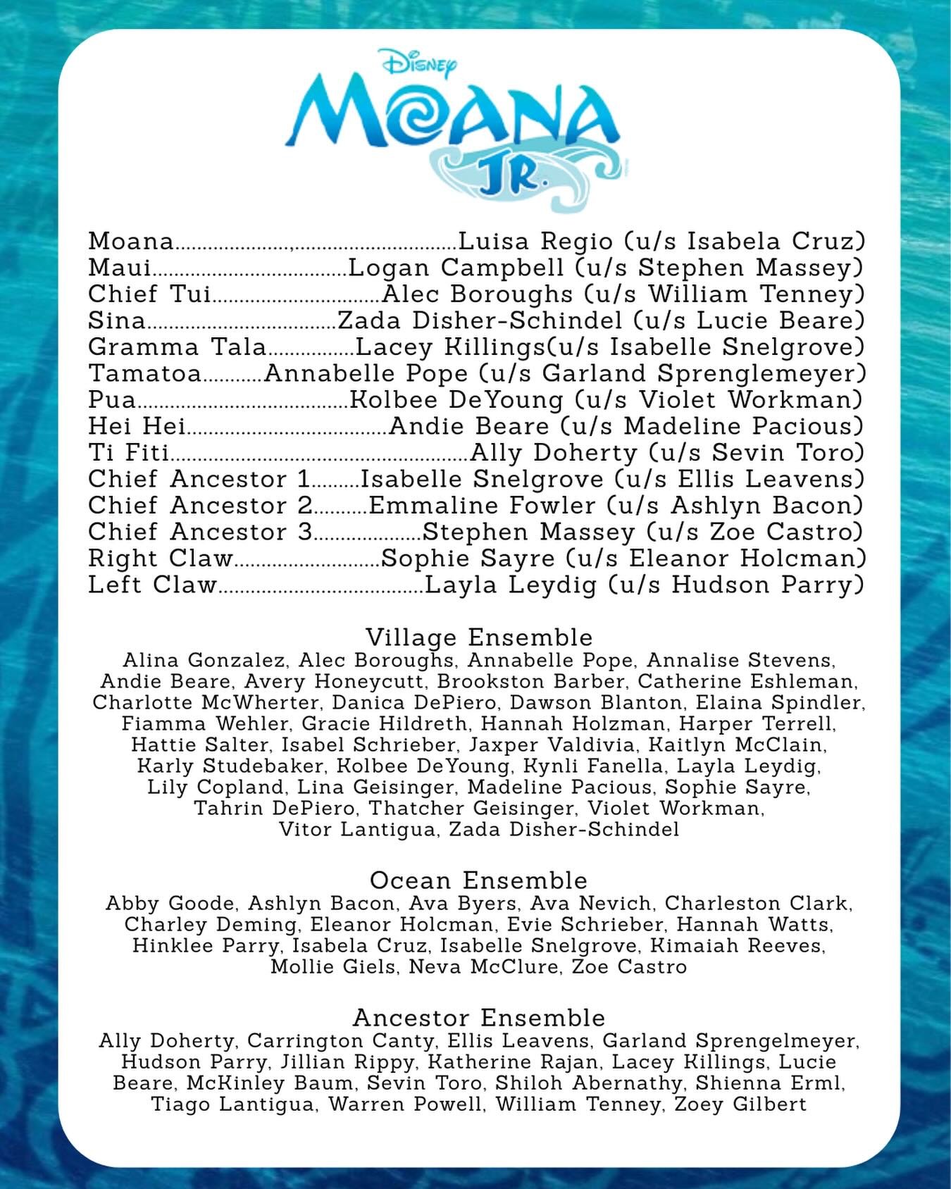 Congratulations to the amazing cast of Moana Junior!! We are SO proud of each and every one of them and can&rsquo;t wait to see the Disney magic they bring to the stage! Help us cheer them on!! 

#Lanti #moanajr #castlist #communitytheatre #musicalth