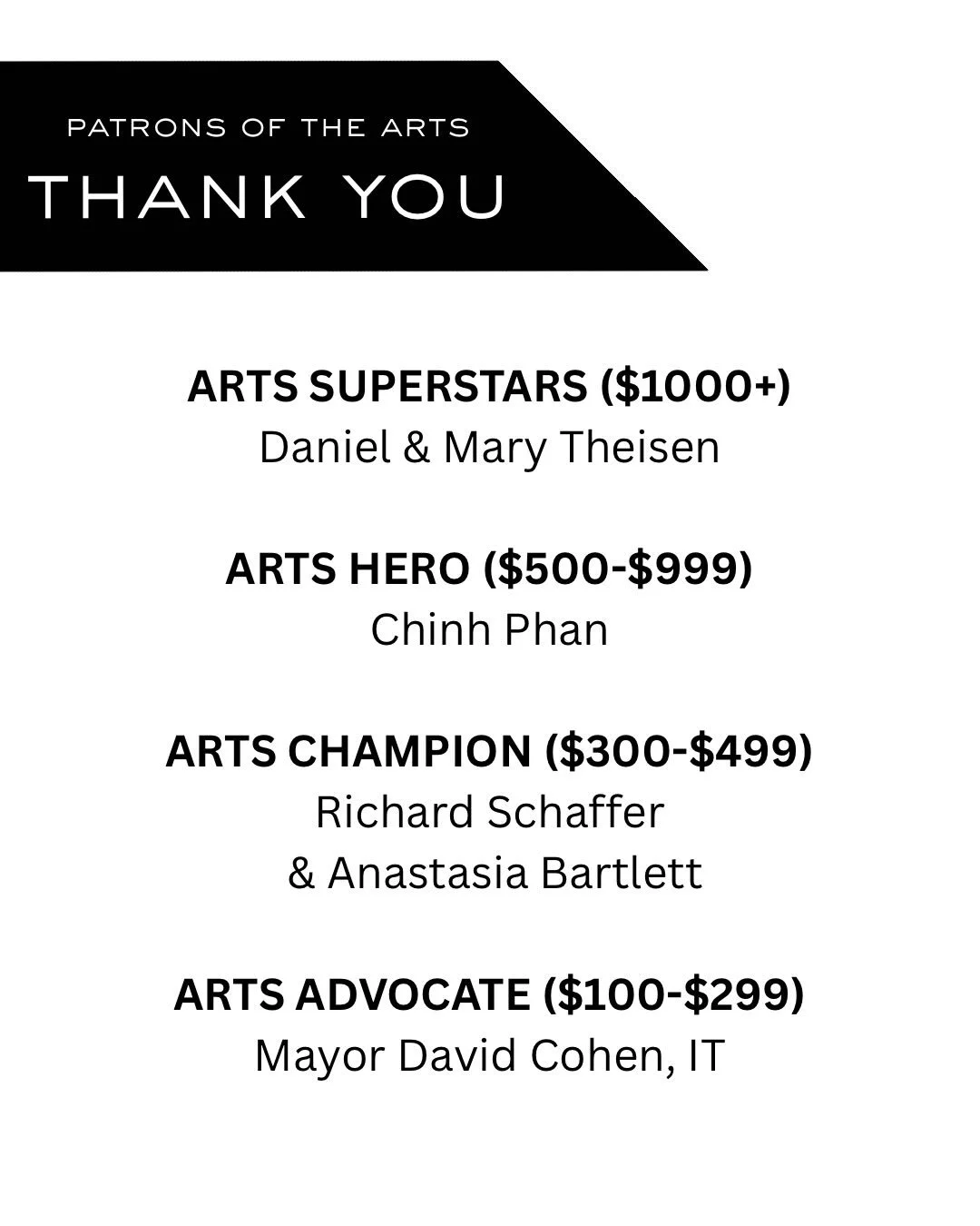 Patrons of the Arts, we couldn&rsquo;t do this without you! Thank you for supporting arts for everyone! 

#Lanti #community #communitysupport #patronofthearts
