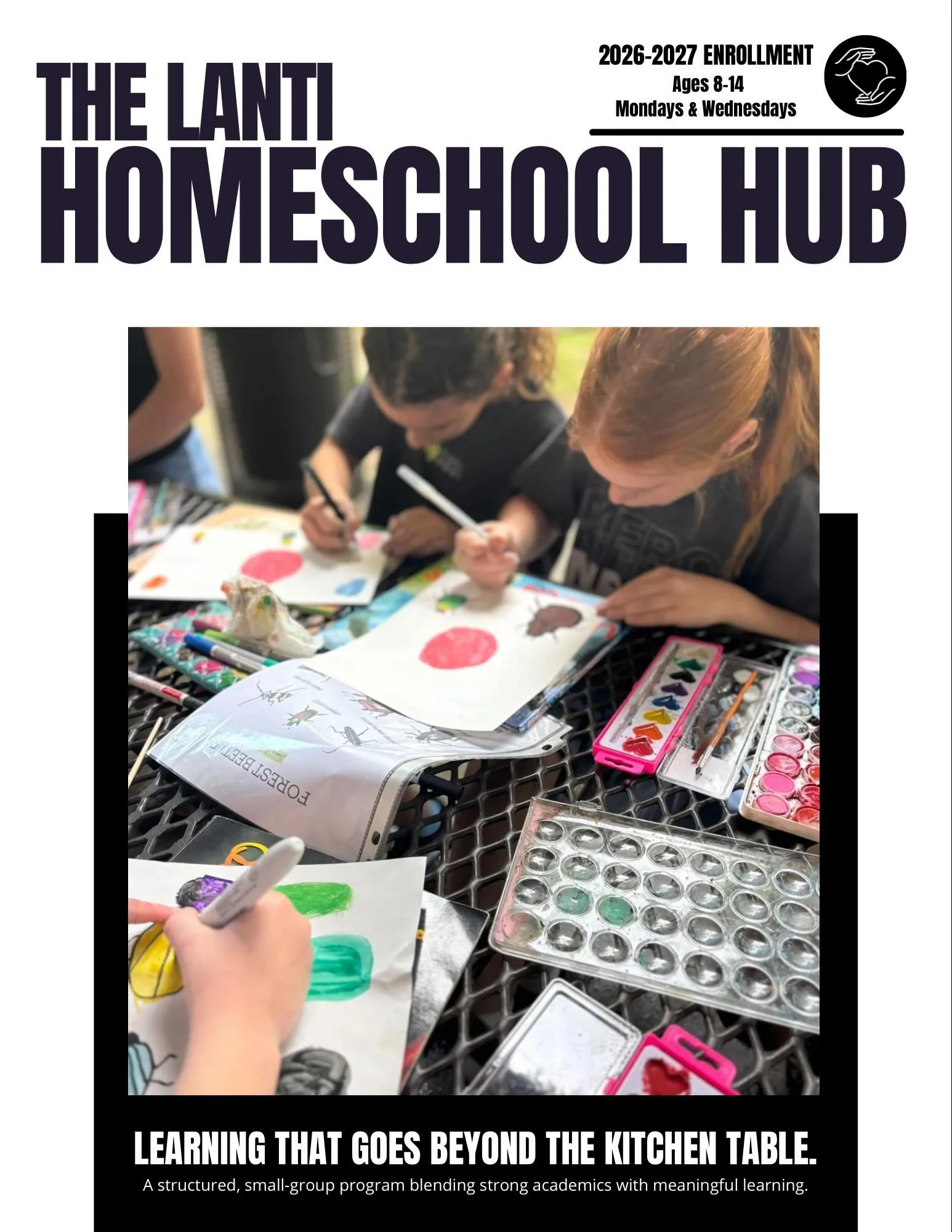 After a great first year, we&rsquo;re excited to say that Homeschool Hub is growing into a 2 day program! Next year, our M/W class will include small group math, reading, and writing, hands-on life skills, optional field trips, music &amp; theatre, p