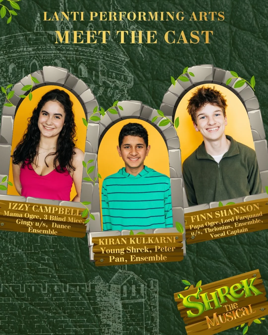 Meet the Cast of Shrek the Musical! 

Izzy is an NWSA Junior that has been performing since the age of 3. Some of her favorite shows have been Head Over Heels, Legally Blonde, and Hadestown. In her free time she enjoys time with friends, concerts, an