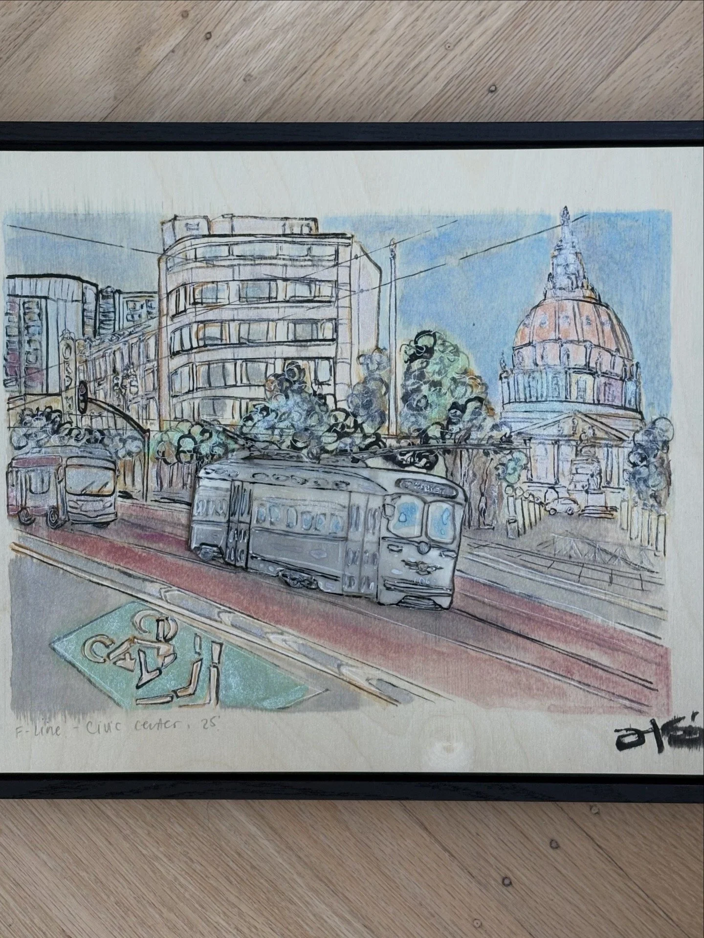 F-Line- Civic Center (Mixed media, 11x14") SOLD