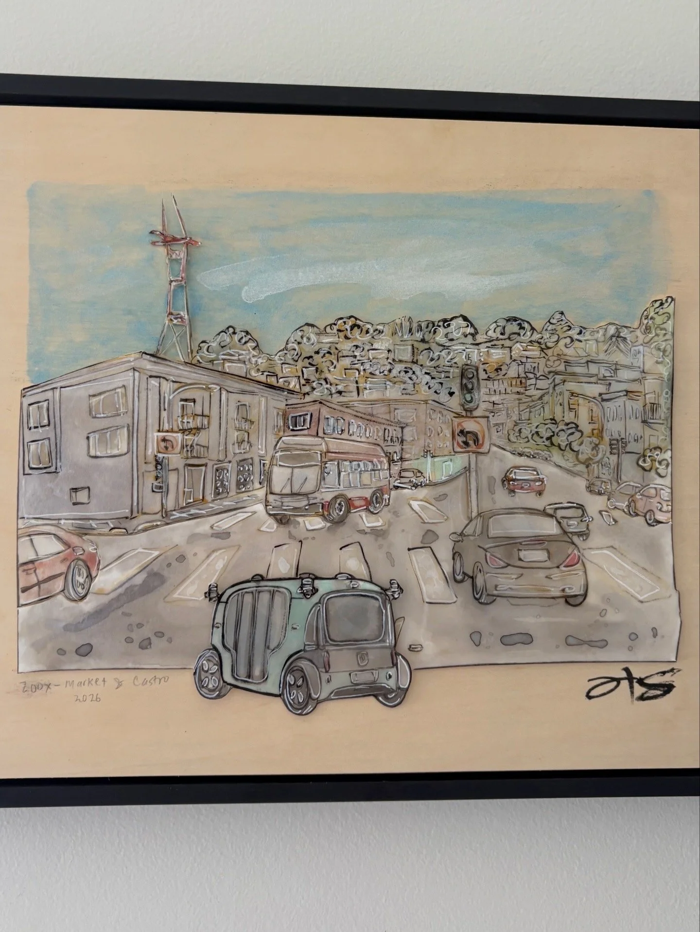 Zoox- Castro & Market (Mixed media, 11x14") 