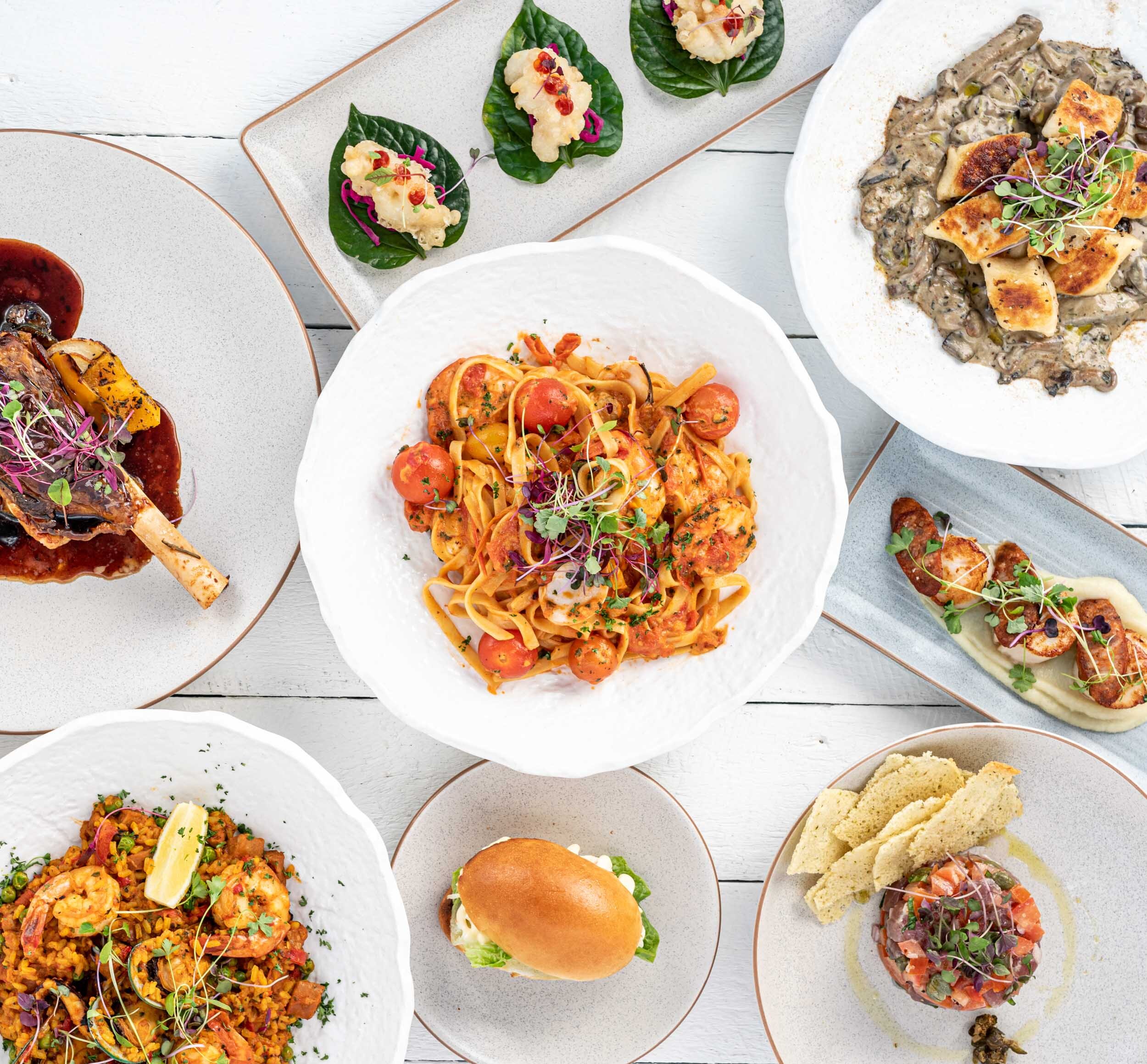 Image shows Pier 33 flatlay menu dishes