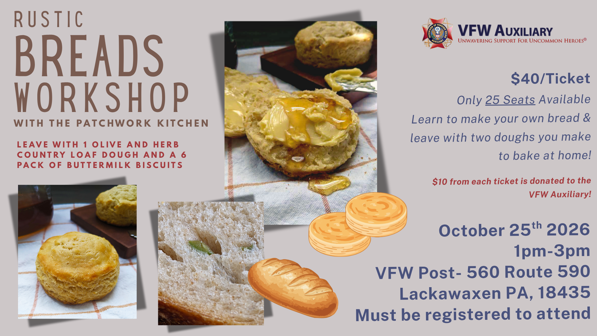 Rustic Breads Class at the VFW