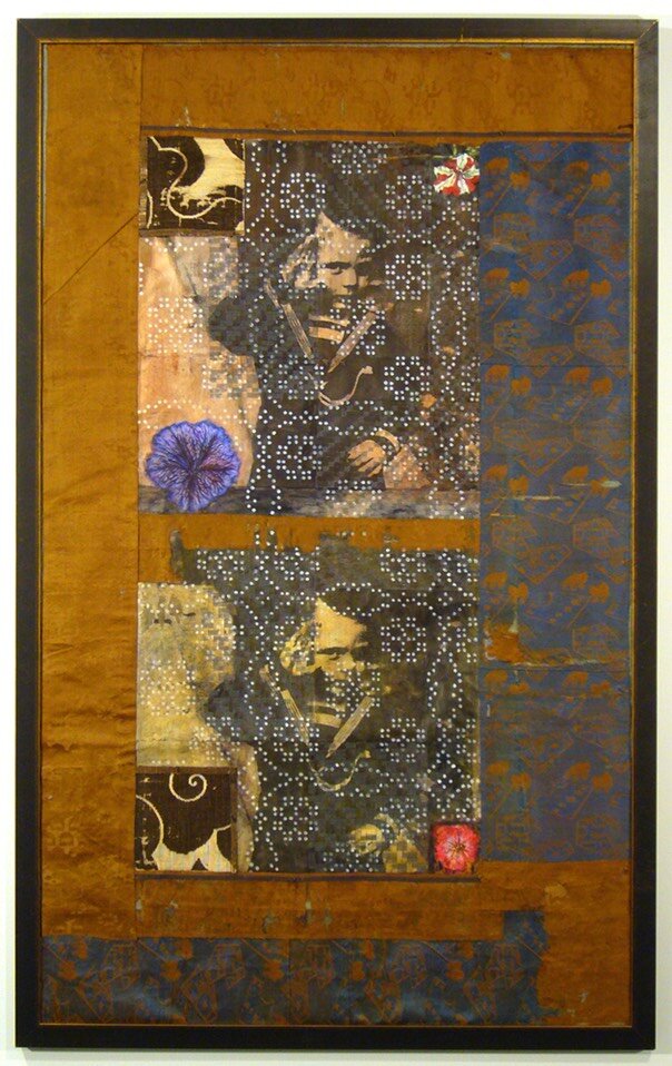  Gail Skudera,&nbsp; Whigs and Roses , 2006, Woven mixed media, 51.5" x 31.5", $5000. 