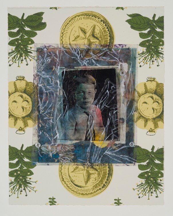  Gail Skudera,&nbsp; Medallion Portrait , 2011, Mixed media, 14" x 11", $900. 