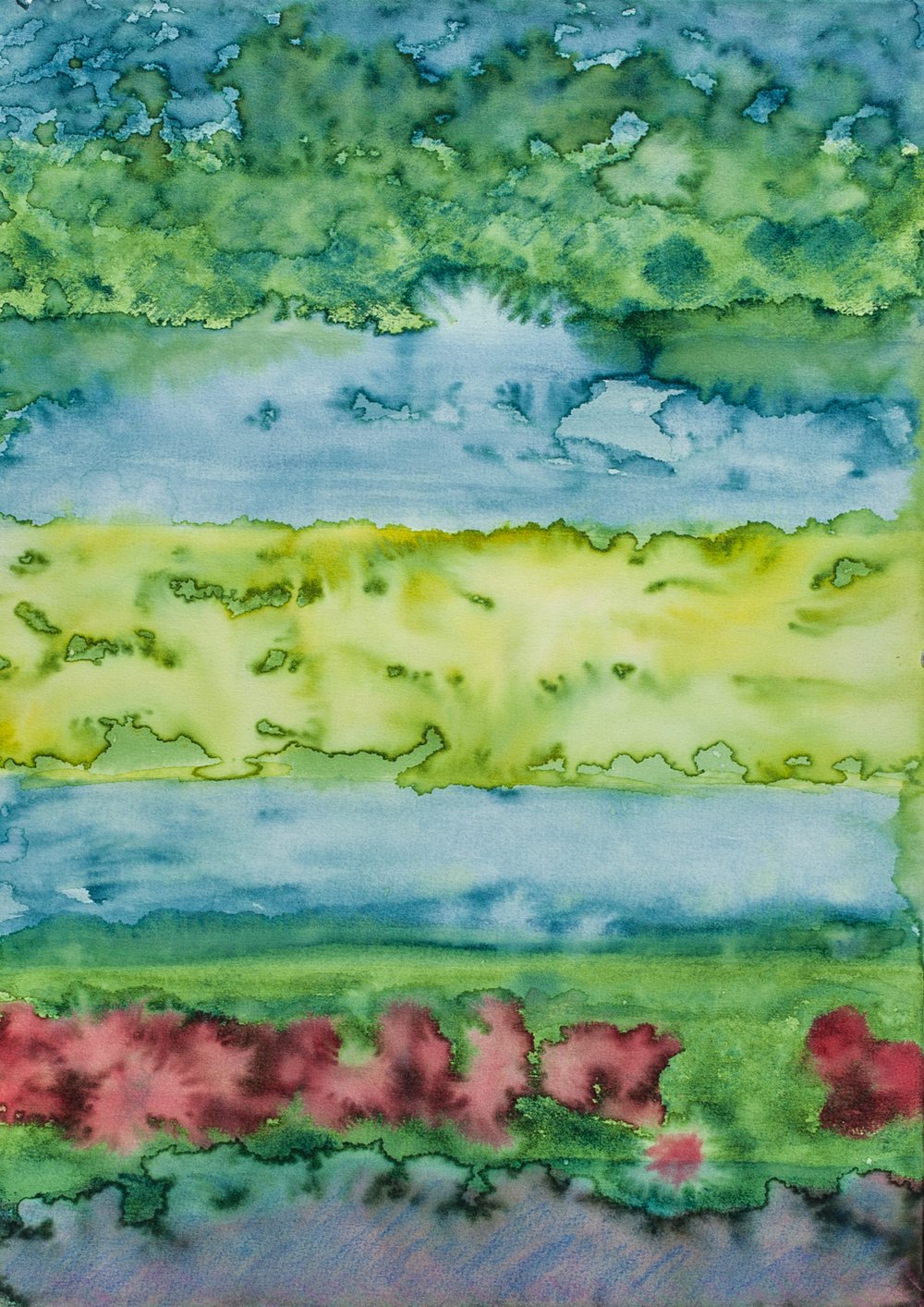  Bernard C. Meyers,  Verdant Daze , 1997&nbsp; 20”x30” Azo Dyes, on Arches Cover, Unique, signed by the artist 