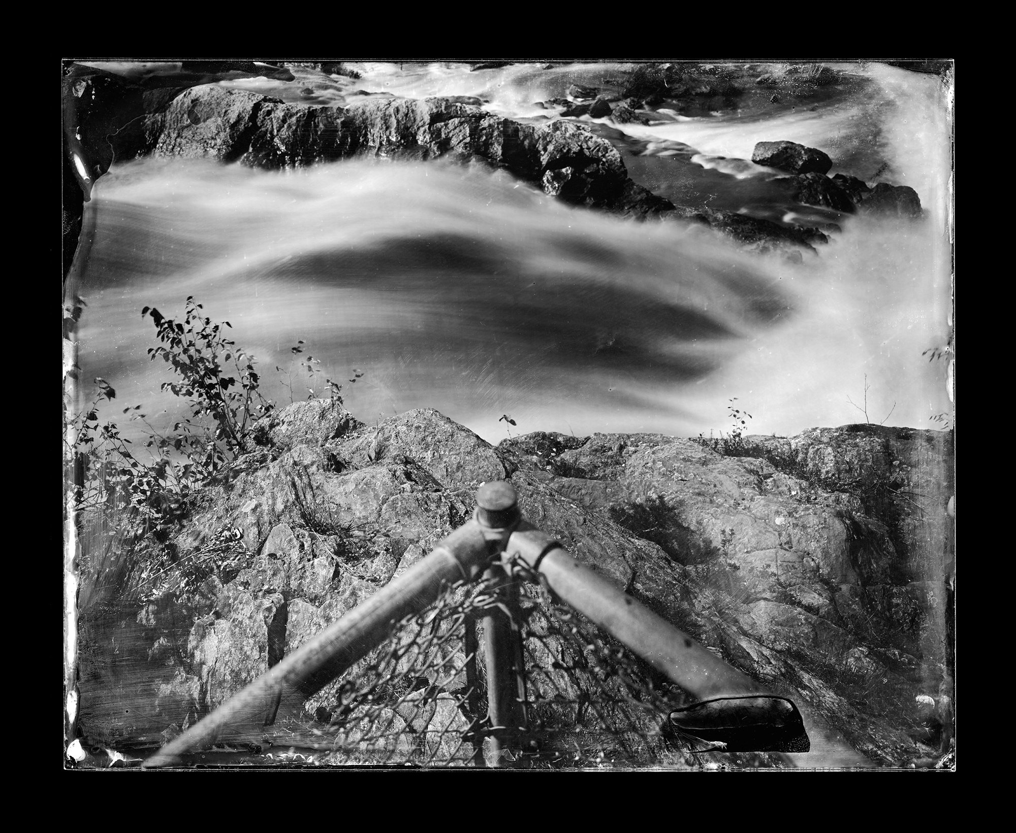   Michael Kolster,  Great Falls,  Auburn, Maine, Androscoggin River , 2011, Ambrotype mounted to black acrylic, 8 x 10 inches,     $4000   