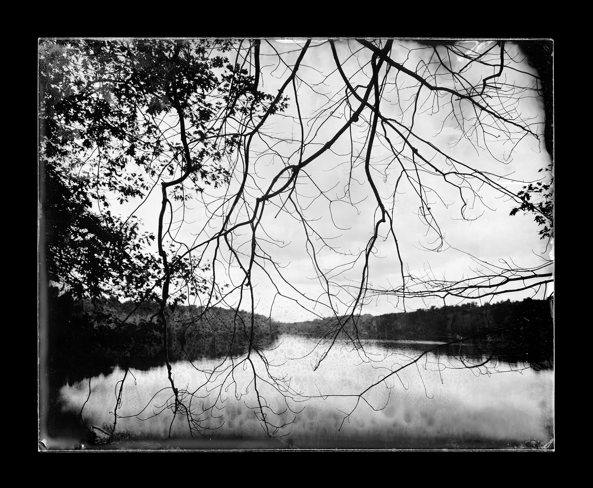   Michael Kolster,  Impoundment Above Worumbo Dam,  Durham, Maine, Androscoggin River , 2013, Ambrotype mounted to black acrylic, 8 x 10 inches    $4000   