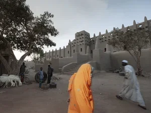 Arlene Collins, Woman in Orange, The Great Mosque, Djenne