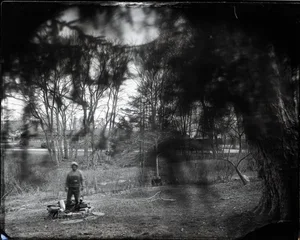 Eugene Cole, Self Portrait, Standing in Fire Pit