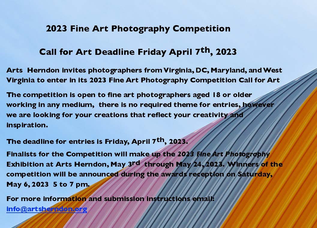 2023 Arts Herndon Fine Art Photography Competition Call for Art