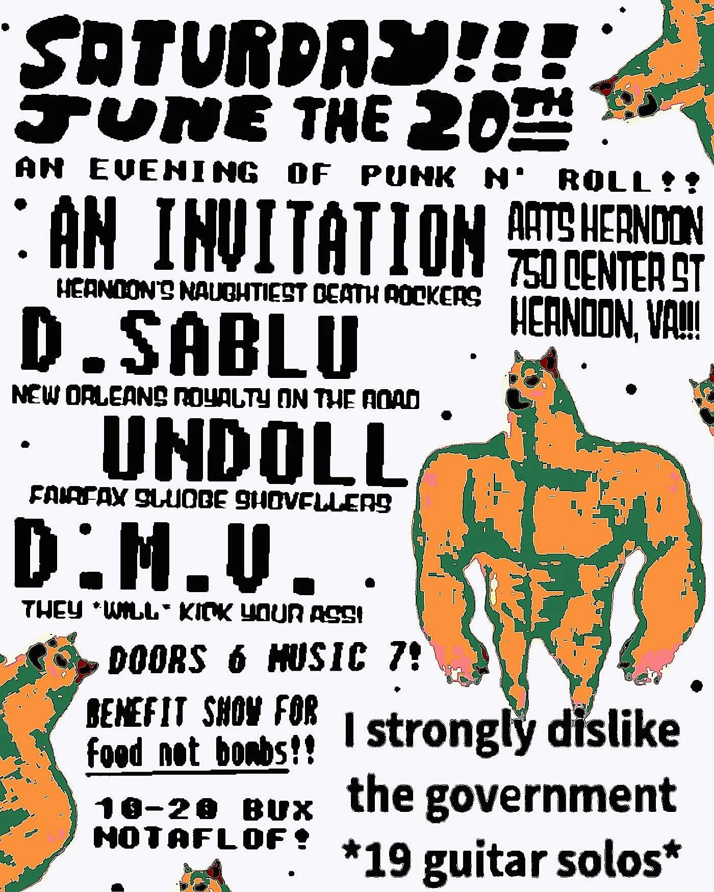 An Evening of Punk Punk N’ Roll- Live Music  Benefit Show at Arts Herndon June 20