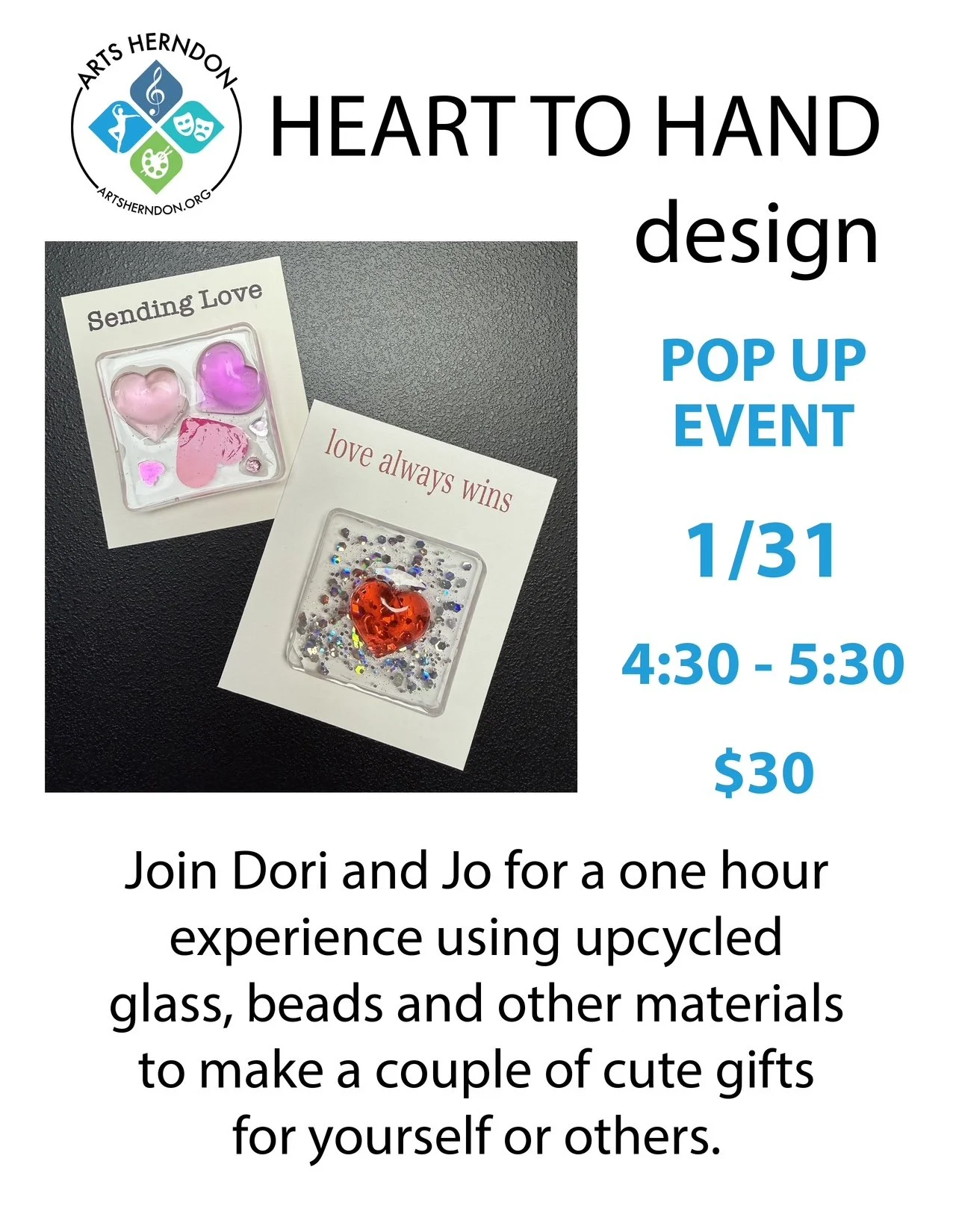 Heart Event Design Heart to Hand Design Pop-Up Event — Arts Herndon