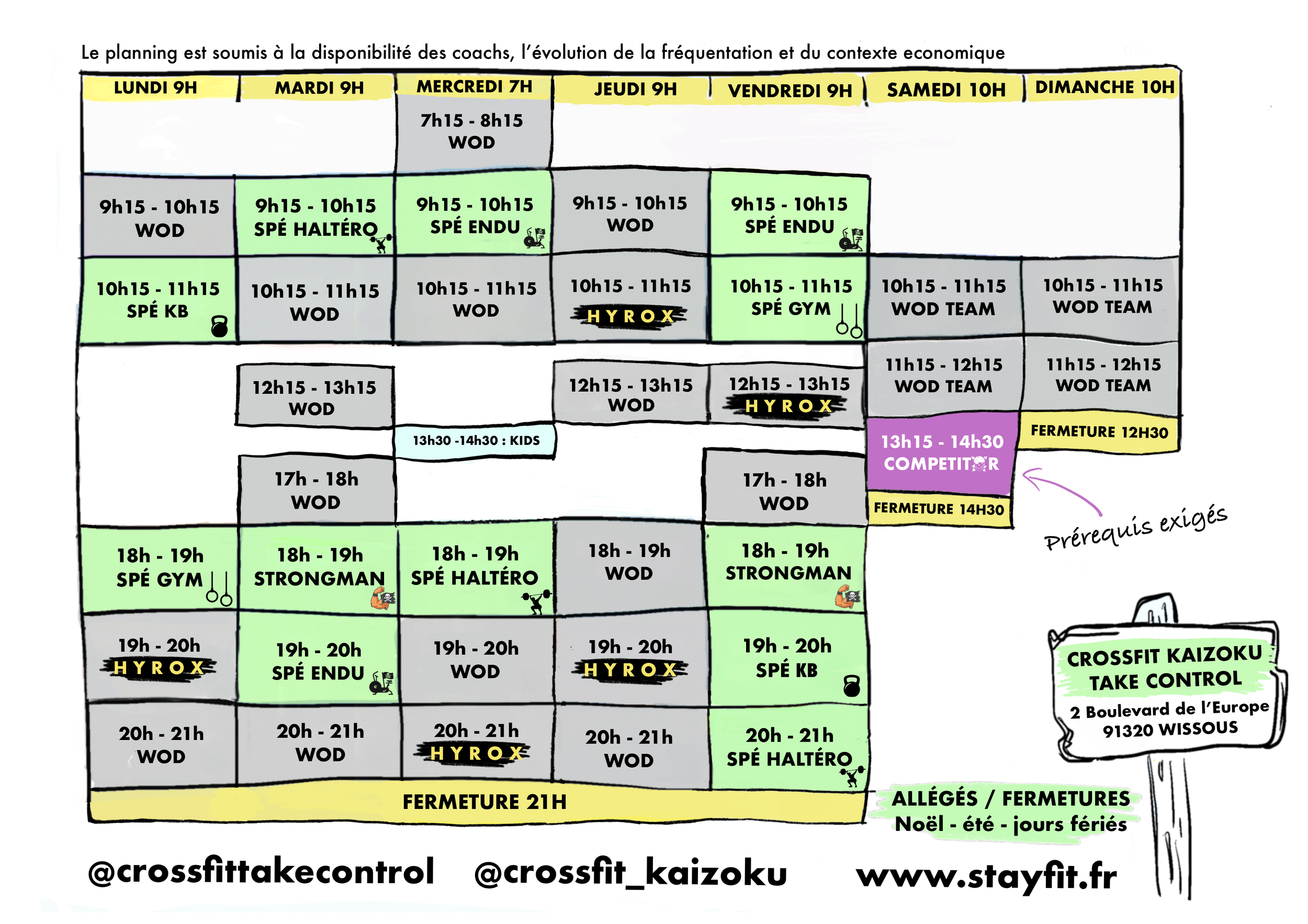 Planning CrossFit Hyrox cours collectifs ESSONNE WISSOUS
