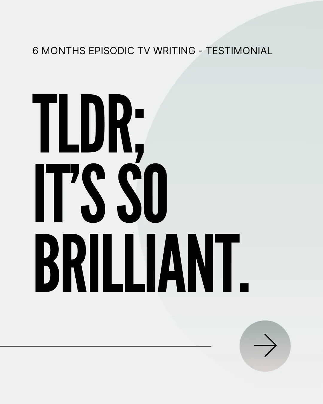 &ldquo;TLDR; It&rsquo;s so brilliant.&rdquo; - Alice gave up every other Saturday for 6 months to do the course and now that it&rsquo;s over, really misses it!

Swipe to read about Alice&rsquo;s experience of the &lsquo;Six Months Episodic TV Writing