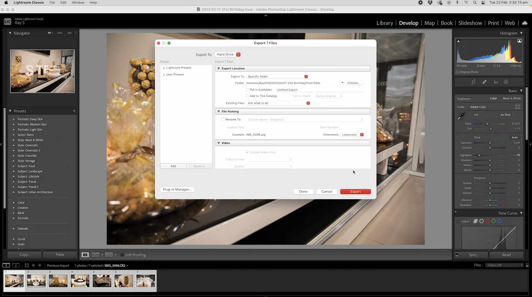 Adobe Lightroom. Export Settings. Editing Photos