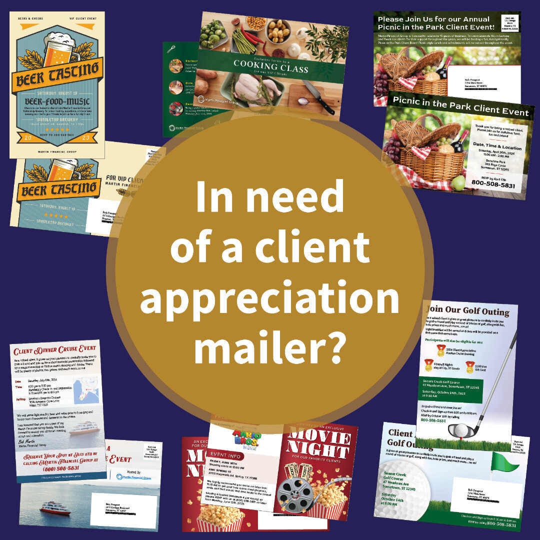 Allow us to design your next client appreciation event mailer. Need ideas? Ask to see our samples today!

#clientappreciation #clientevent #directmail