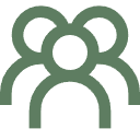 Outline of a group of five people standing together.