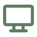 A computer monitor with a black screen and a green border.