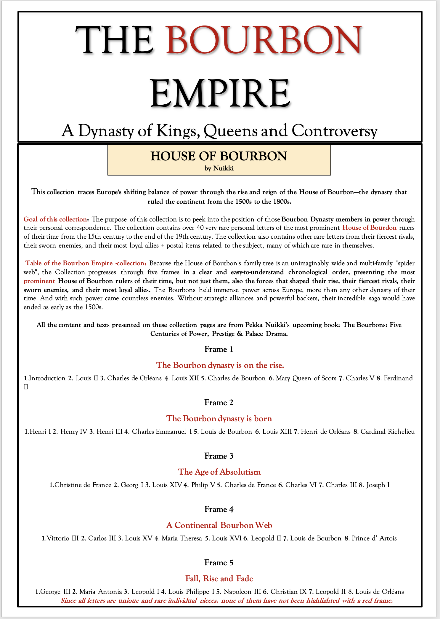 NEW/THE BOURBON EMPIRE - A Dynasty of Kings, Queens and Controversy (Large Vermeil Collection)