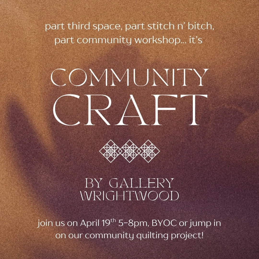 New event format! Meet COMMUNITY CRAFT, open and unstructured space in our gallery/ church building for crafting!! Making the third space we want to see in the world ❤️&zwj;🔥 Bring your lap craft to the gallery (knitting, crocheting, hand sewing, dr