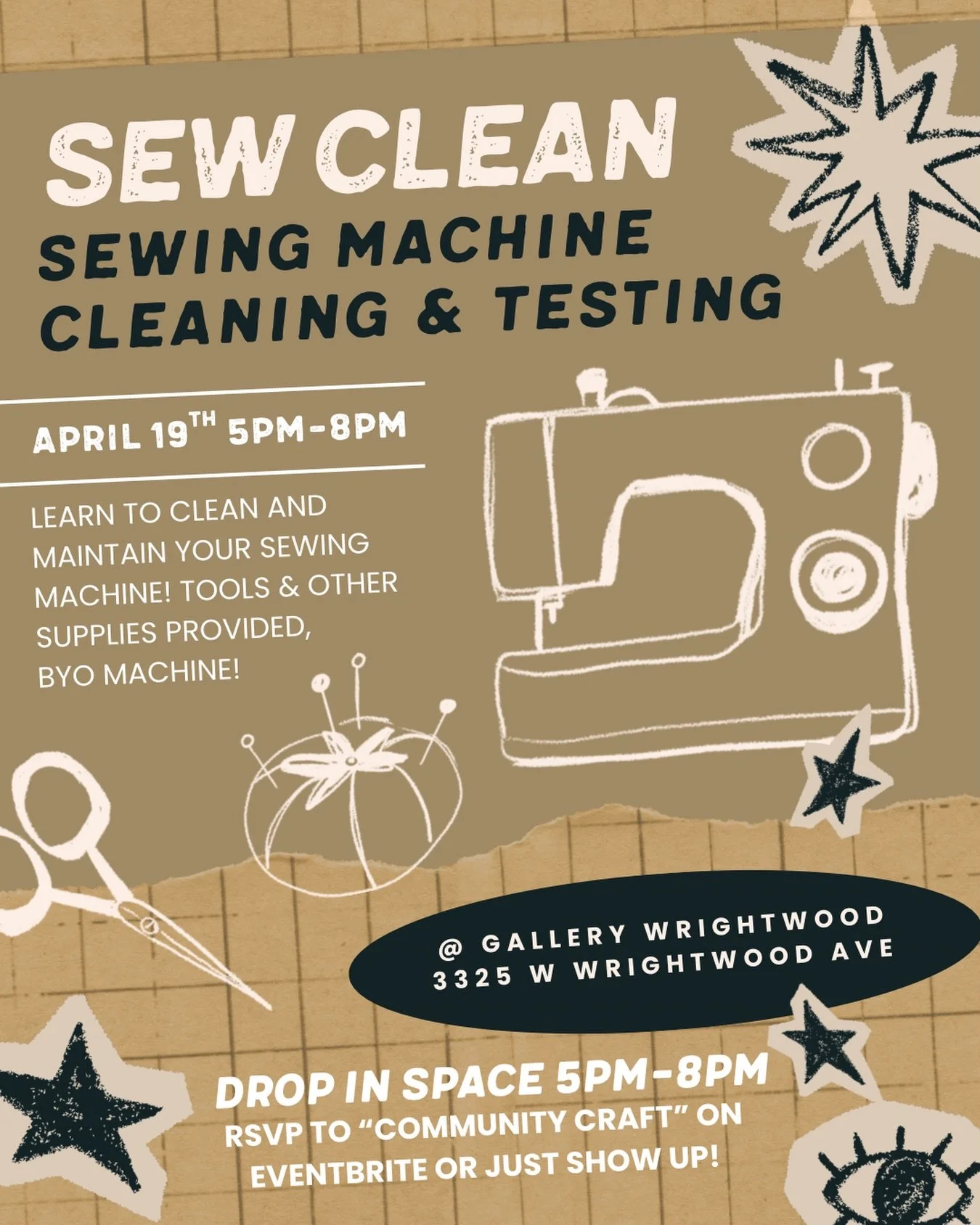 Sew Clean is back, drop in style, DURING Community Craft night on Sunday night! Bring your own sewing machine and learn from @giantbluecanary how to do basic maintenance on your own machine! And then maybe even hop in on a simple quilting project we&