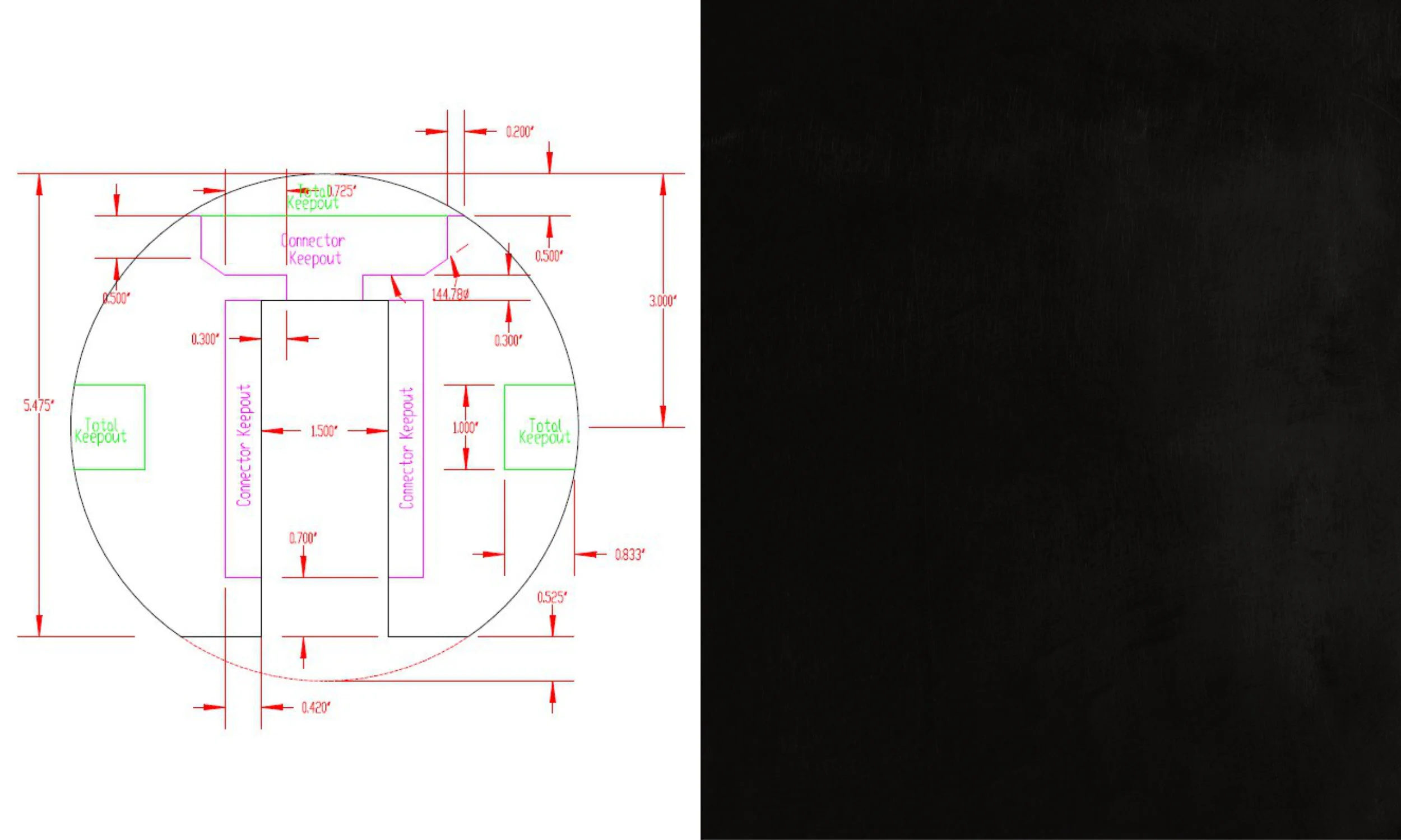 Once we had a balsa wood mockup of the desired PCB, it was time to get that into DXF form as a mechanical drawing we could lay out in our circuit board layout CAD program.