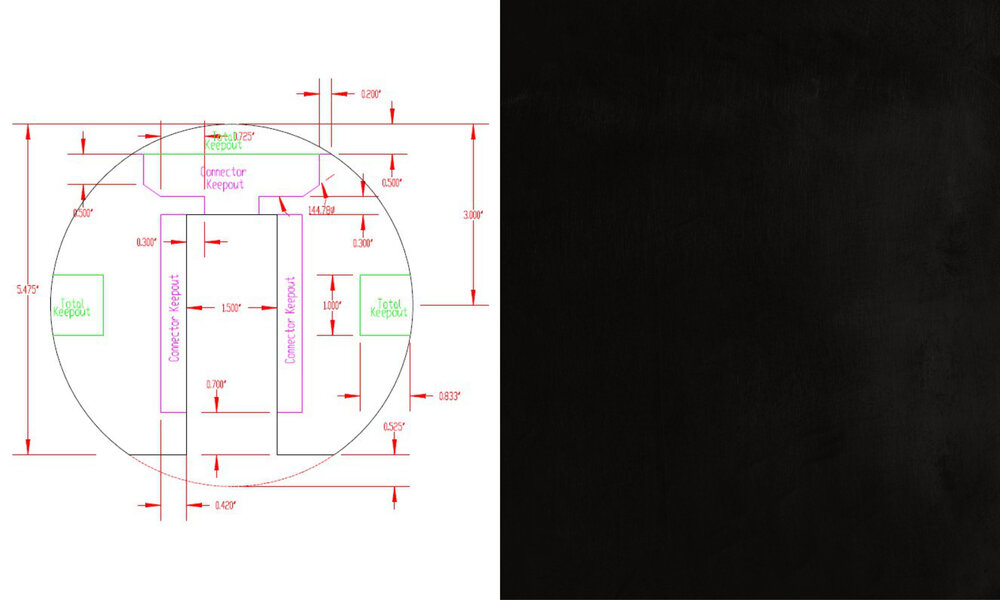  Once we had a balsa wood mockup of the desired PCB, it was time to get that into DXF form as a mechanical drawing we could lay out in our circuit board layout CAD program. 