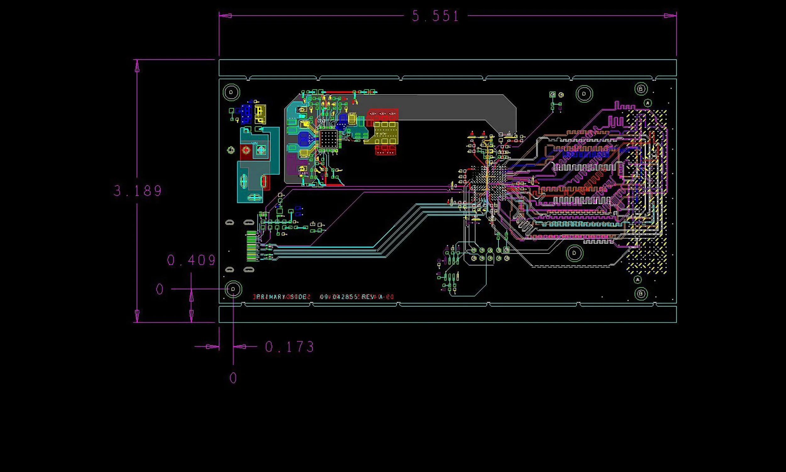 The sharp eyed will notice the HDMI connector and all of the length-matched, impedance-controlled balanced pairs going to a VITA-57 connector to plug into a matching development board for a large FPGA.